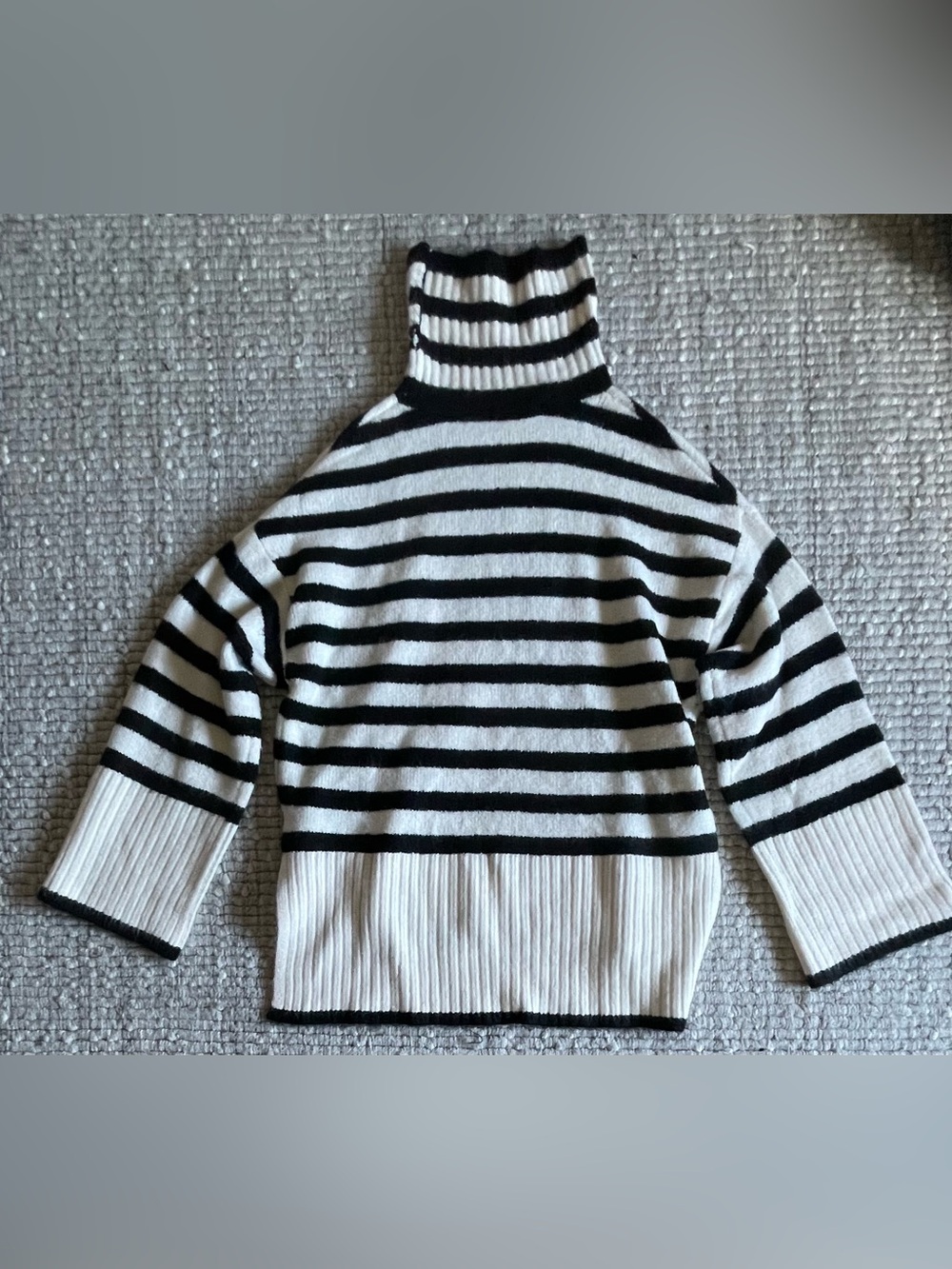 Black & White Striped Turtleneck Sweater